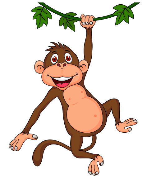 Bonito Bebê Macaco Desenho Animado Sentado Royalty Free SVG