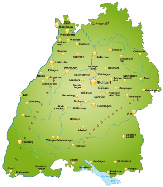 Mapa De Baden-Wuerttemberg Como Mapa De Visão Geral - Stockphoto ...