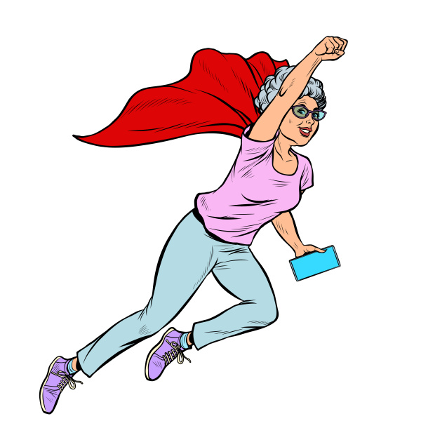 Super Heroína Voando - Ilustração