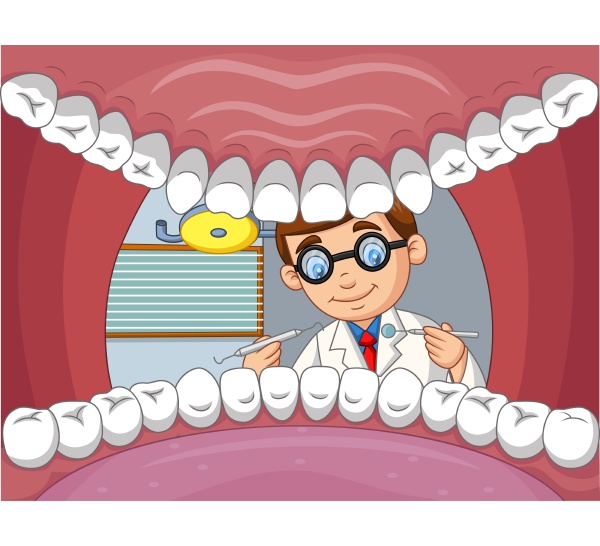 boca aberta com os dentes em estilo simples de desenho animado