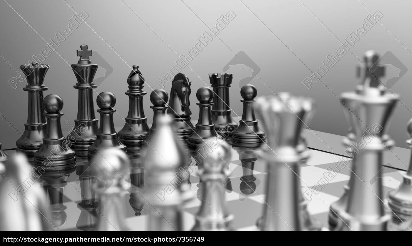 Tabuleiro de xadrez posição básica prata preto - Fotos de arquivo #7356749