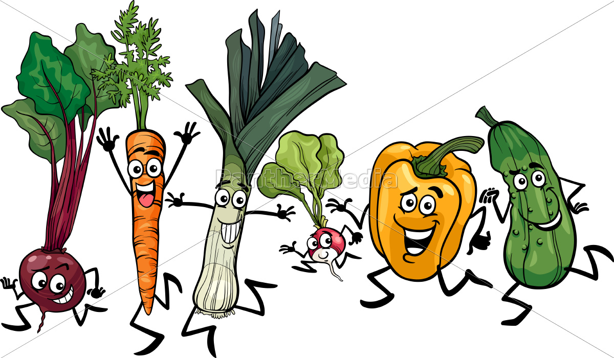 execução de vegetais ilustração de desenho animado - Stockphoto