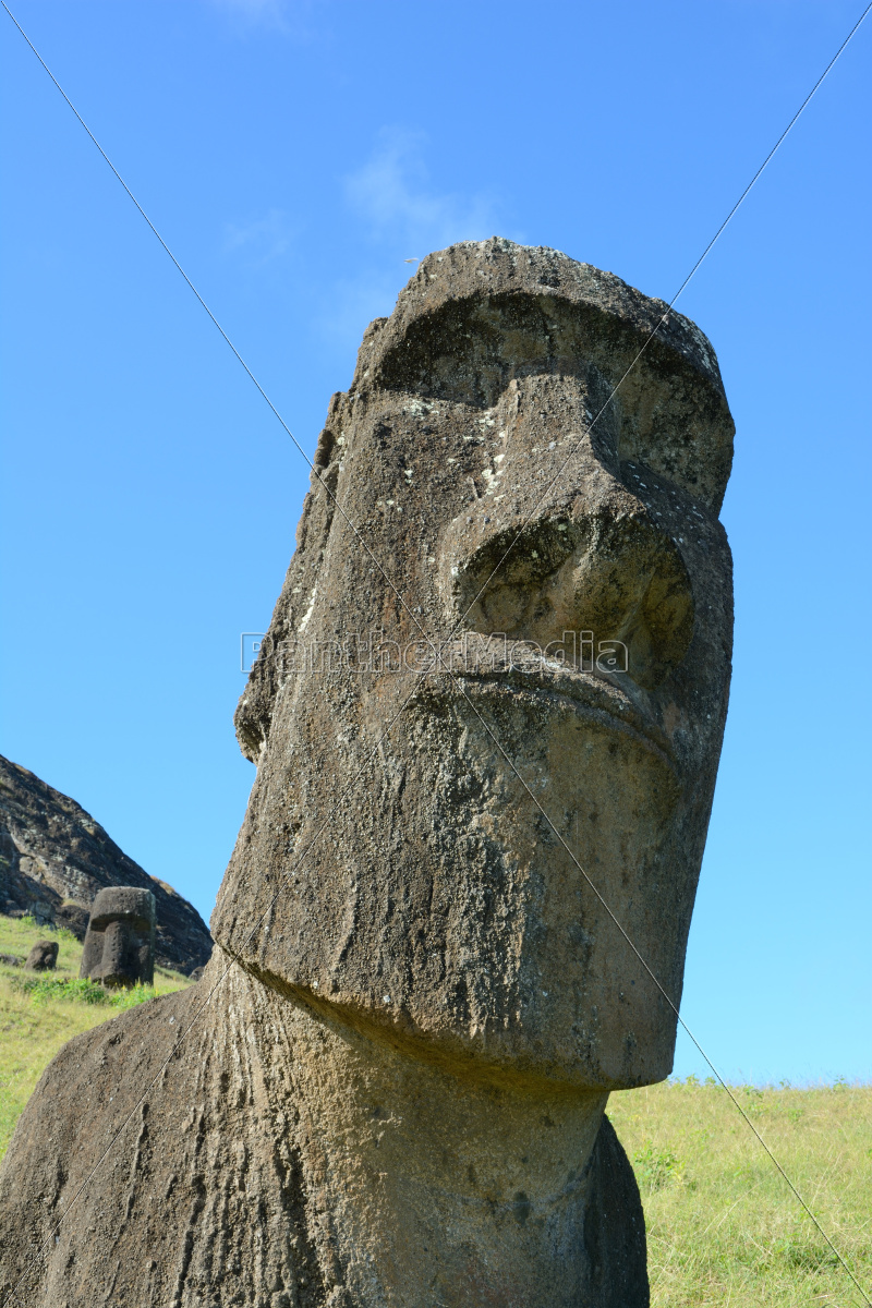 Ilustração em vetor premium de estátuas moai na ilha de páscoa