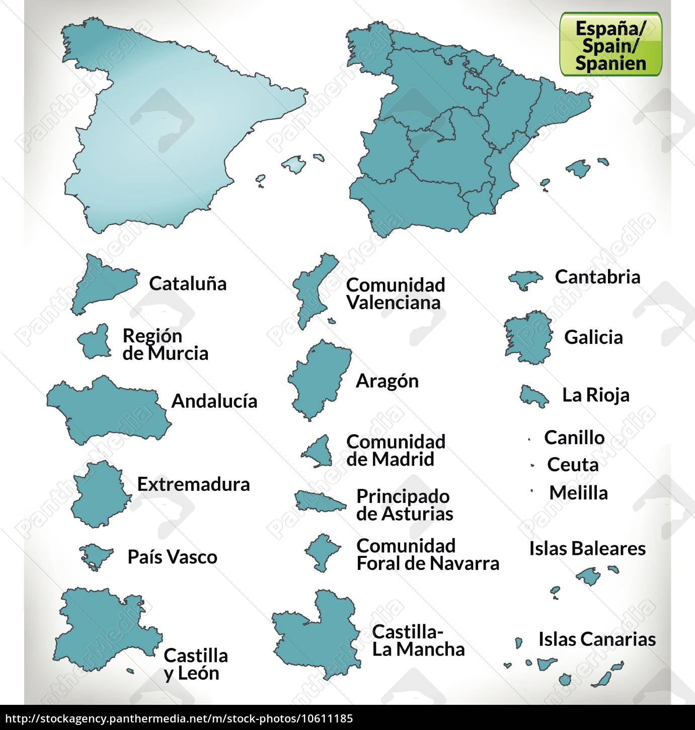 Mapa Geográfico Da Espanha Com Cidades Importantes Foto de Stock - Imagem  de fronteira, importante: 97847648