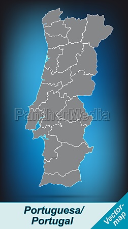Mapa Portugal Com Fronteiras Regiões vetor(es) de stock de