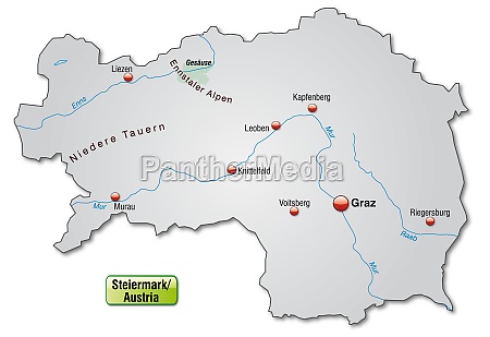 Mapa Da Estiria Como Um Mapa De Visao Geral Em Grey Stockphoto 10911622 Banco De Imagens Panthermedia