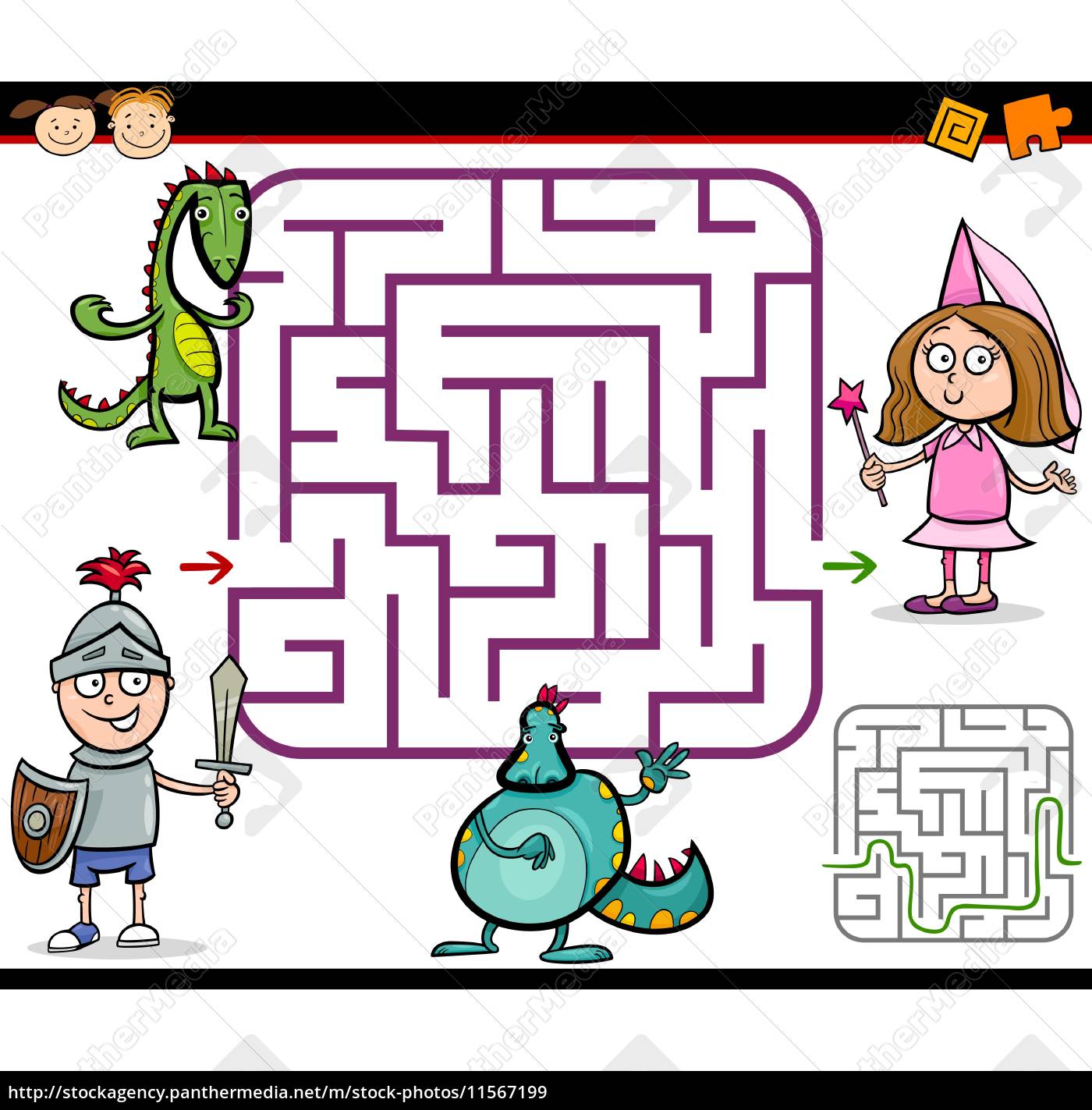 A educação do jogo do labirinto dos desenhos animados para