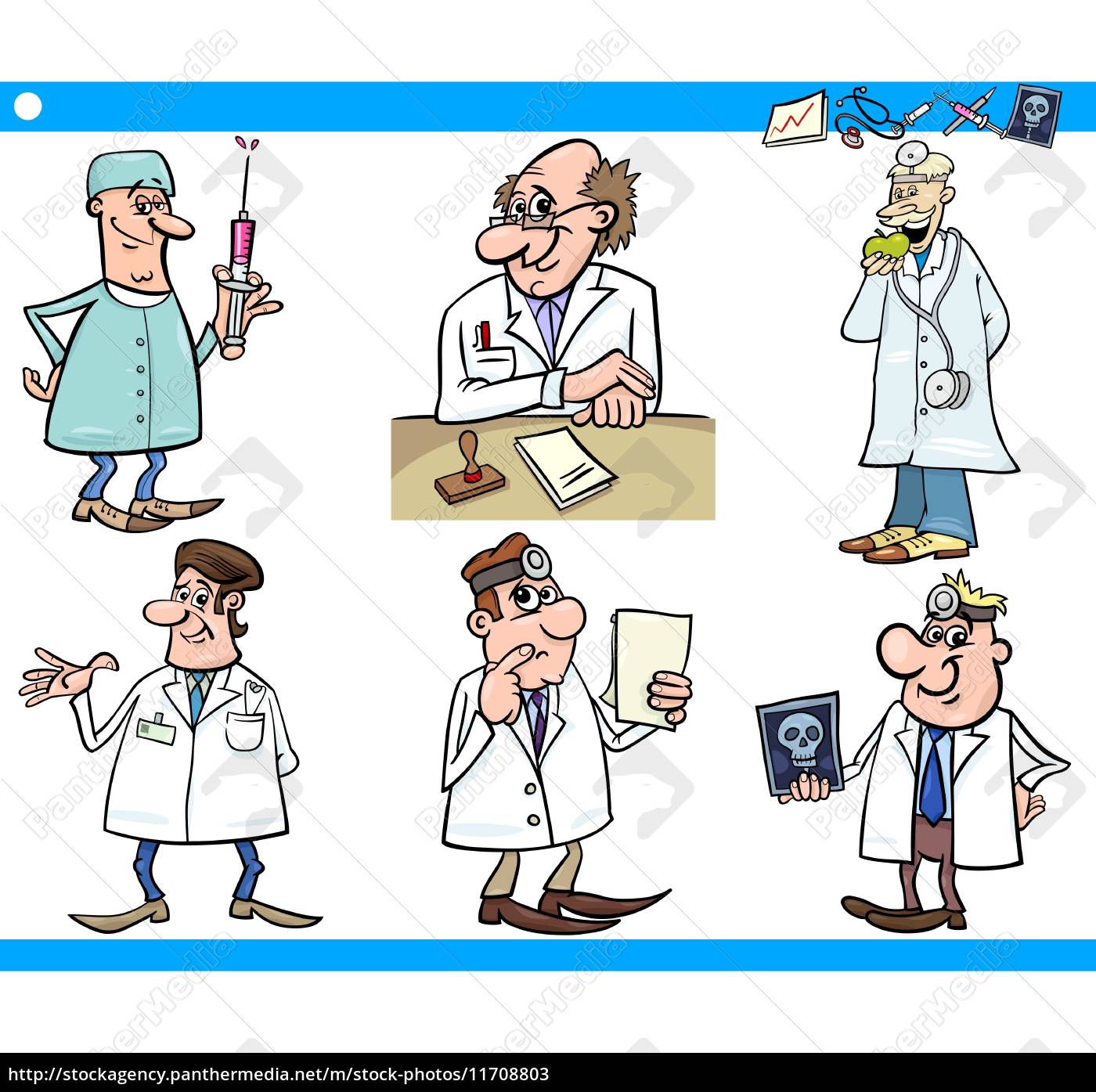 Coleção de personagens de desenhos animados de médicos e