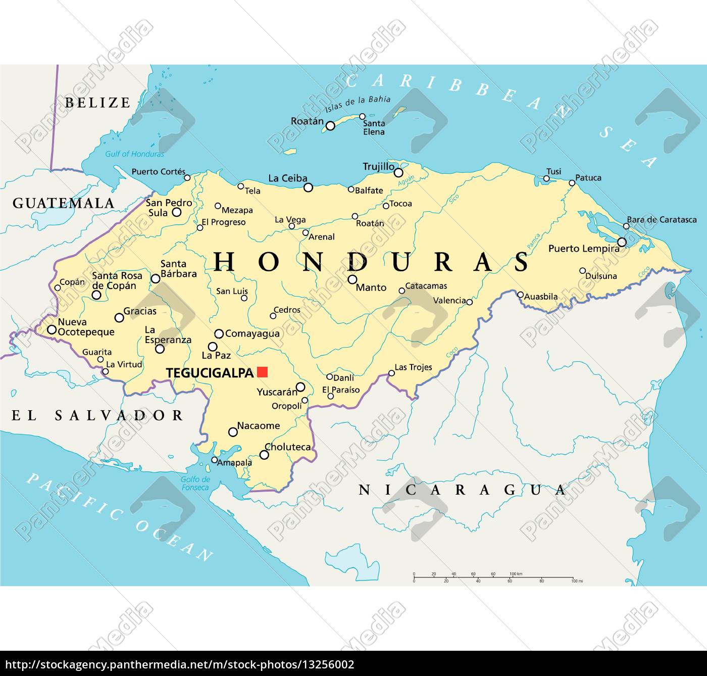 Honduras Mapa Político Stockphoto 13256002 Banco De Imagens Panthermedia 9941