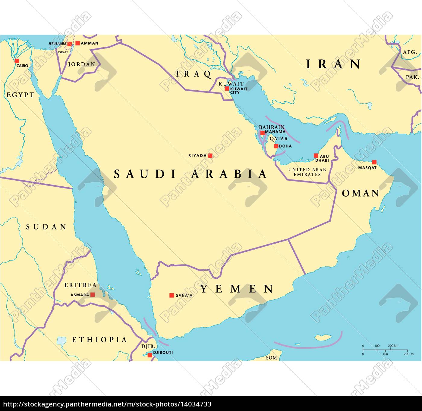 mapa político da península arábica - Fotos de arquivo #14034733 | Banco
