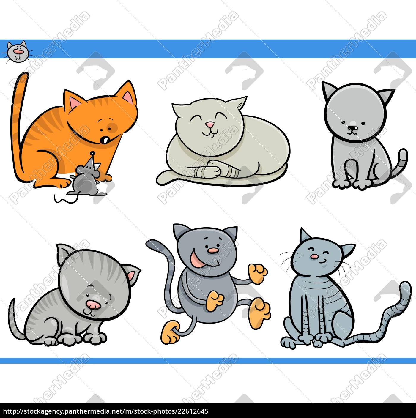 ilustração dos desenhos animados de gatos fofos e personagens de gatinhos.  conjunto de gatos fofos, coleção