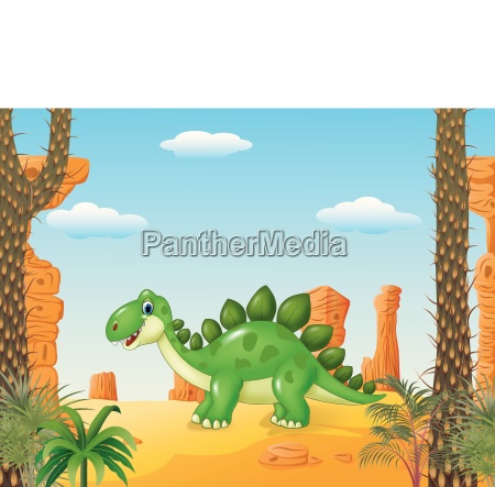 Desenho animado de dinossauro verde bonito no fundo - Stockphoto #27977684
