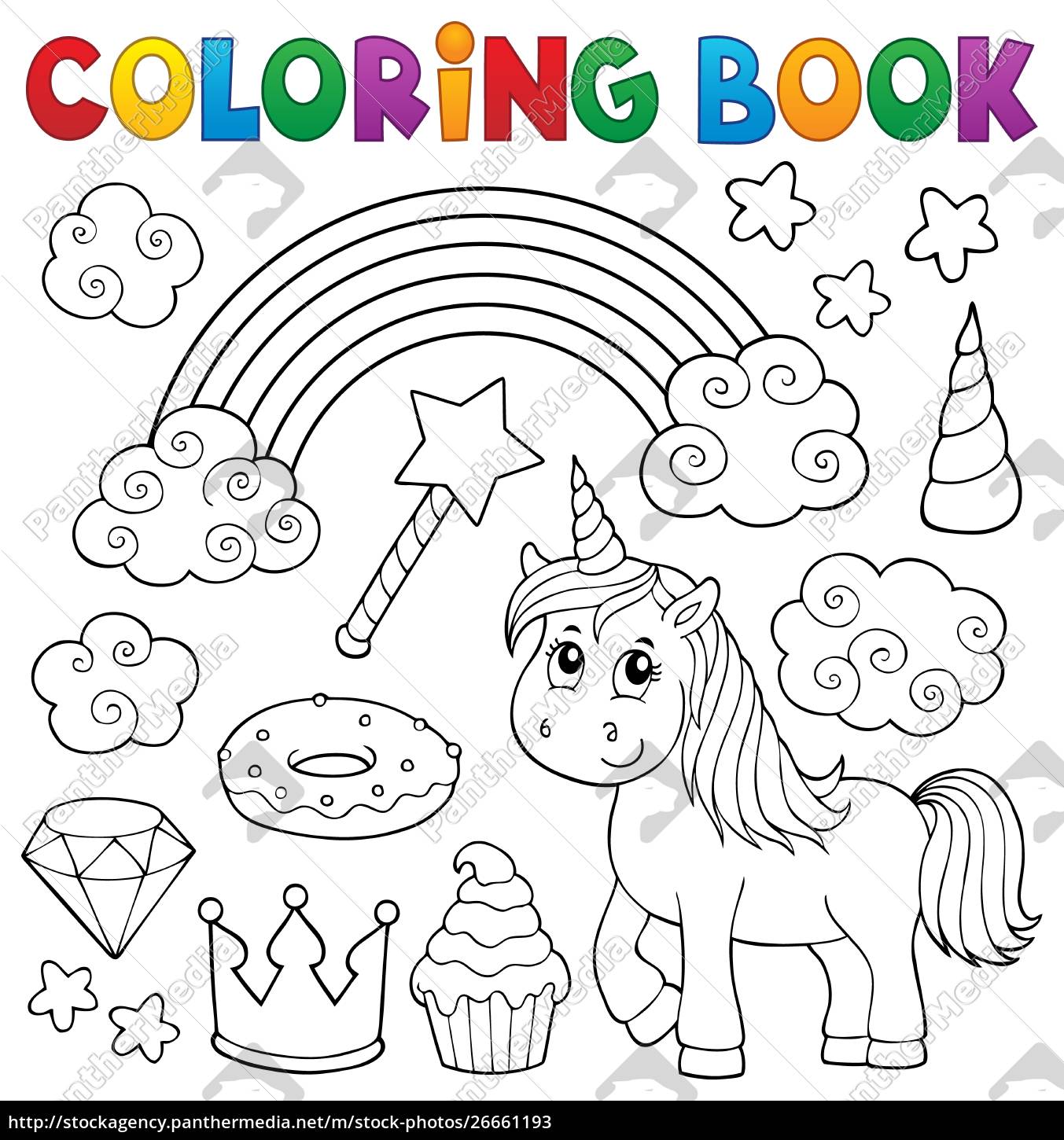 Unicornio para colorir Fotos de Stock, Unicornio para colorir Imagens sem  royalties