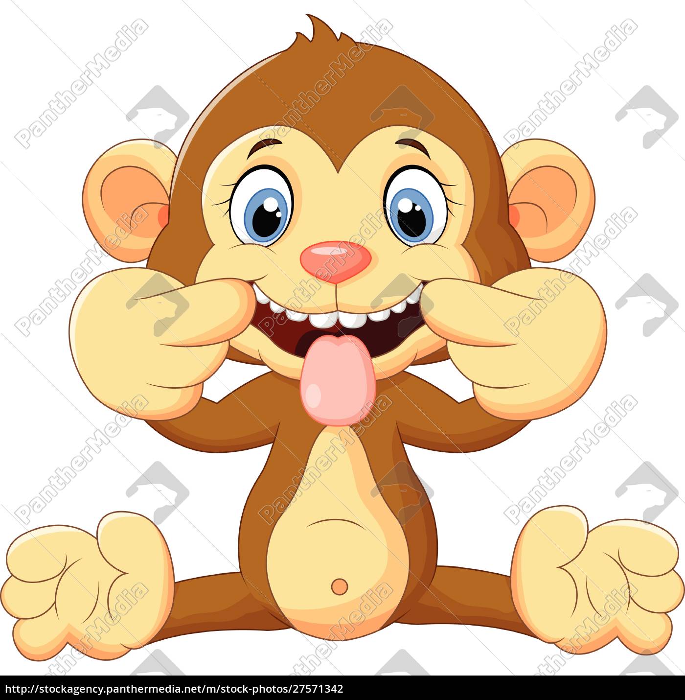 macaco engraçado dos desenhos animados sentado com sorriso
