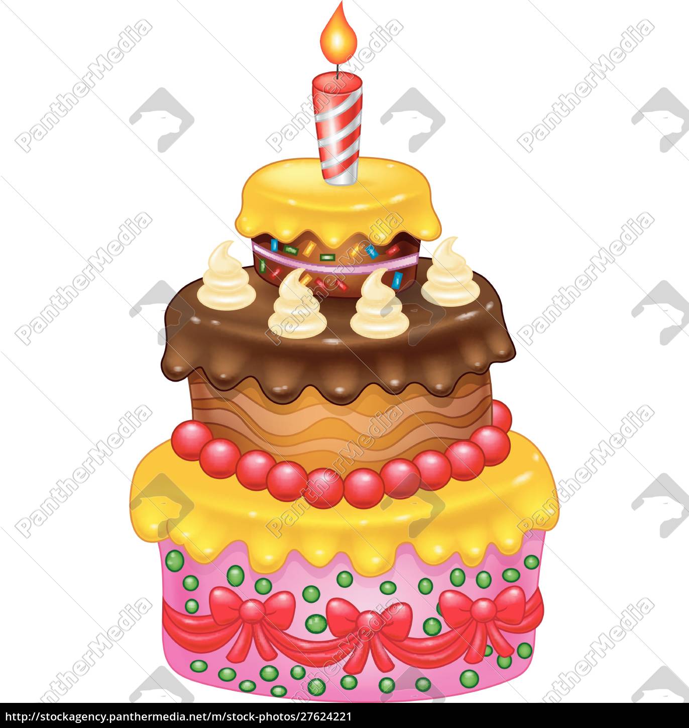 Clipart colorido de desenho animado de bolo de aniversário