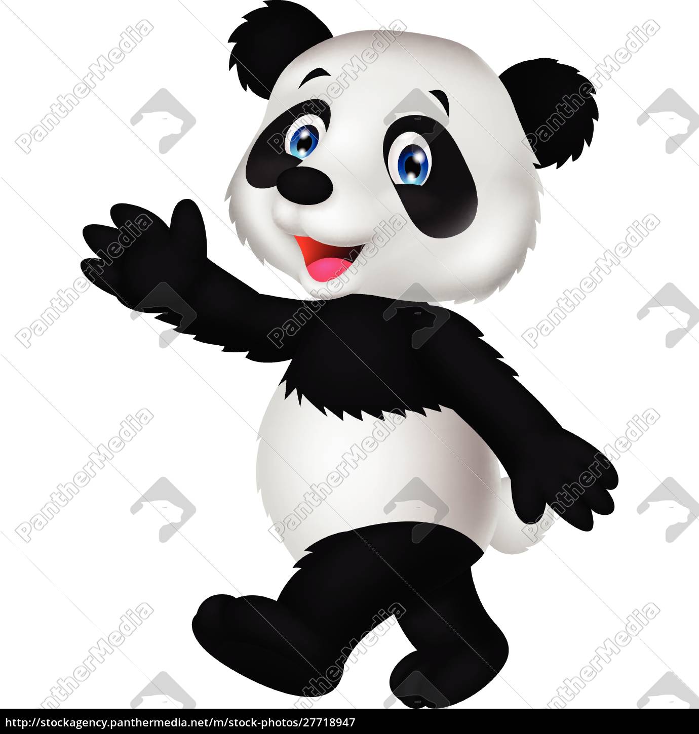 Desenho animado panda fofo acenando com a mão - Stockphoto #27718947