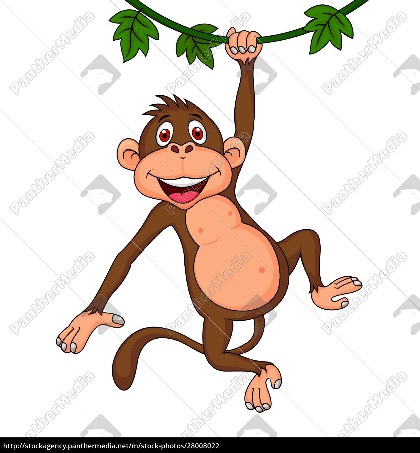 Bonito Bebê Macaco Desenho Animado Em Pé Royalty Free SVG