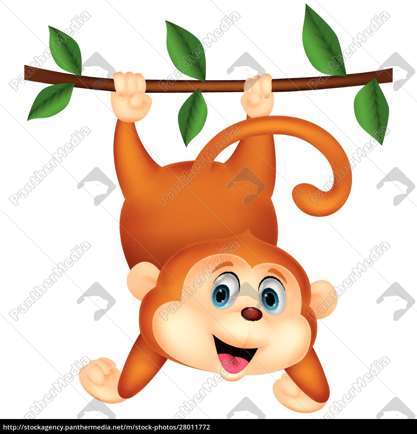 Macaco pendurado em uma árvore, desenho animado, macaco, animal