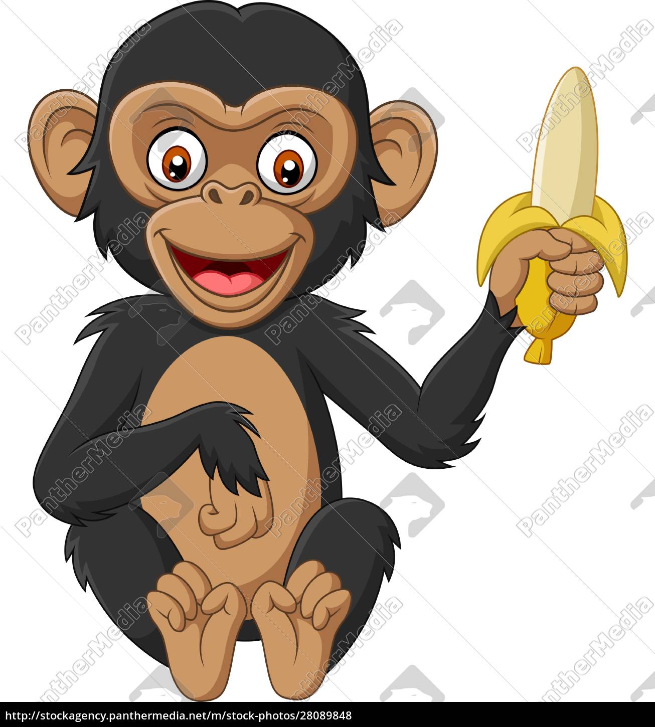 Desenho de macaco bonito segurando banana