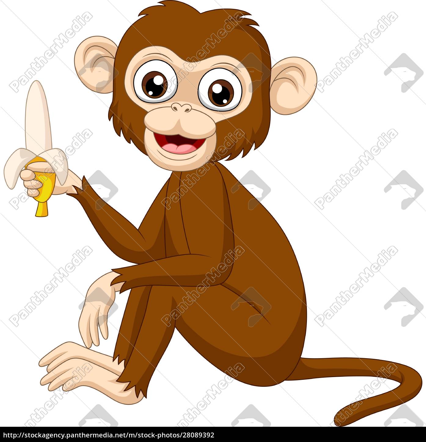 Desenho de macaco bonito segurando banana
