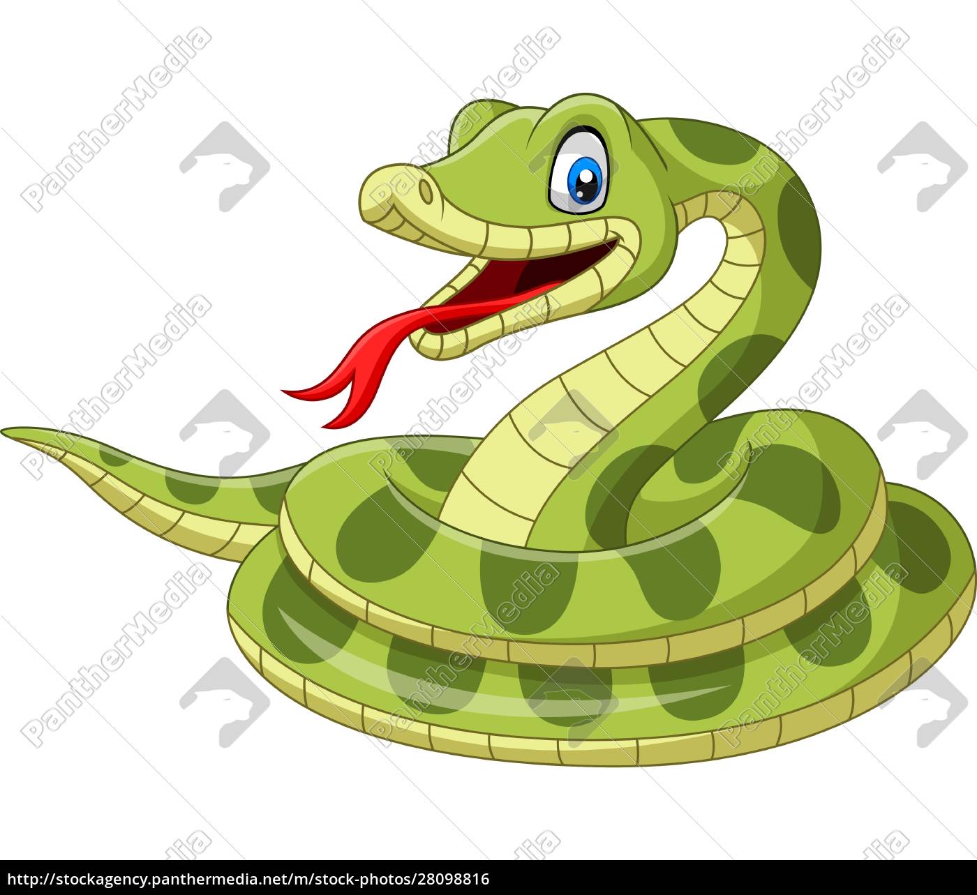 Poster Serpente Cartoon-Green Snake Cartoon-2-Vector 