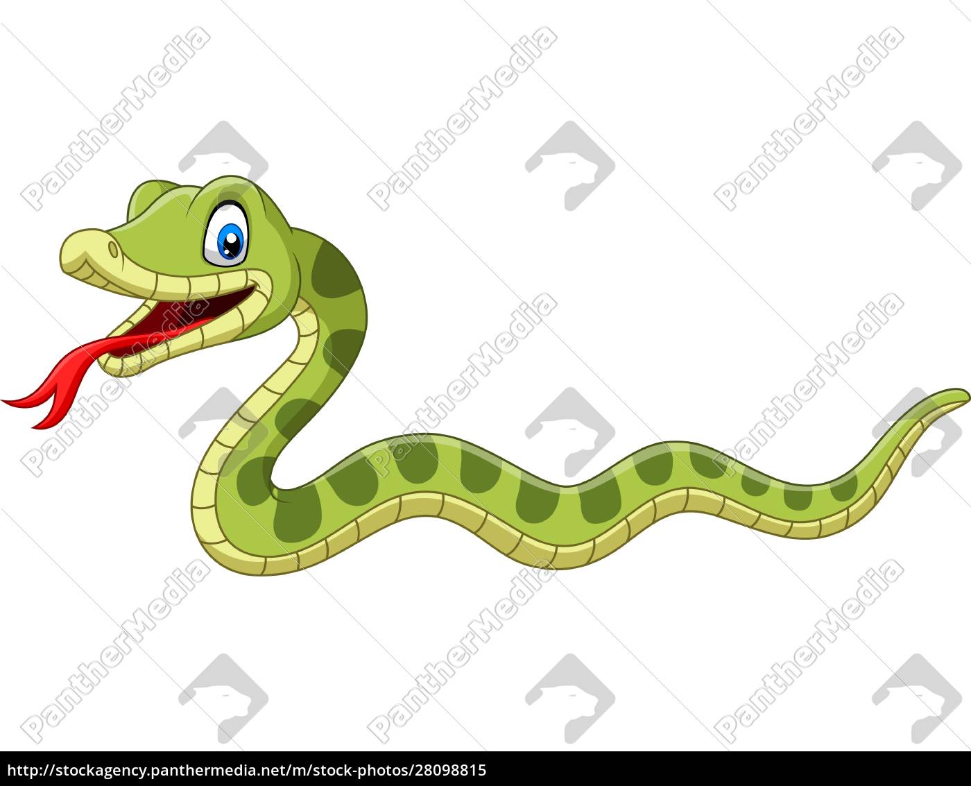 Ilustração dos desenhos animados de cobra verde bonito, Vetor Premium