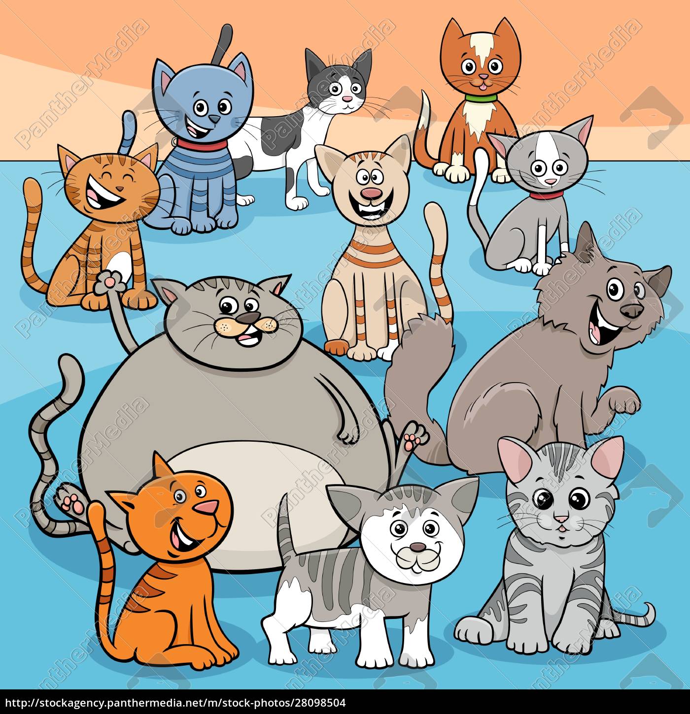 Ilustração De Desenho Animado De Gatos E Clipart. Foto de Stock - Imagem de  animais, cômico: 284216776