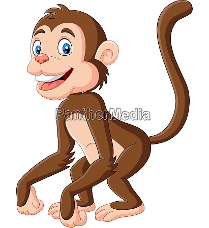 Bonito Bebê Macaco Desenho Animado Posando Royalty Free SVG