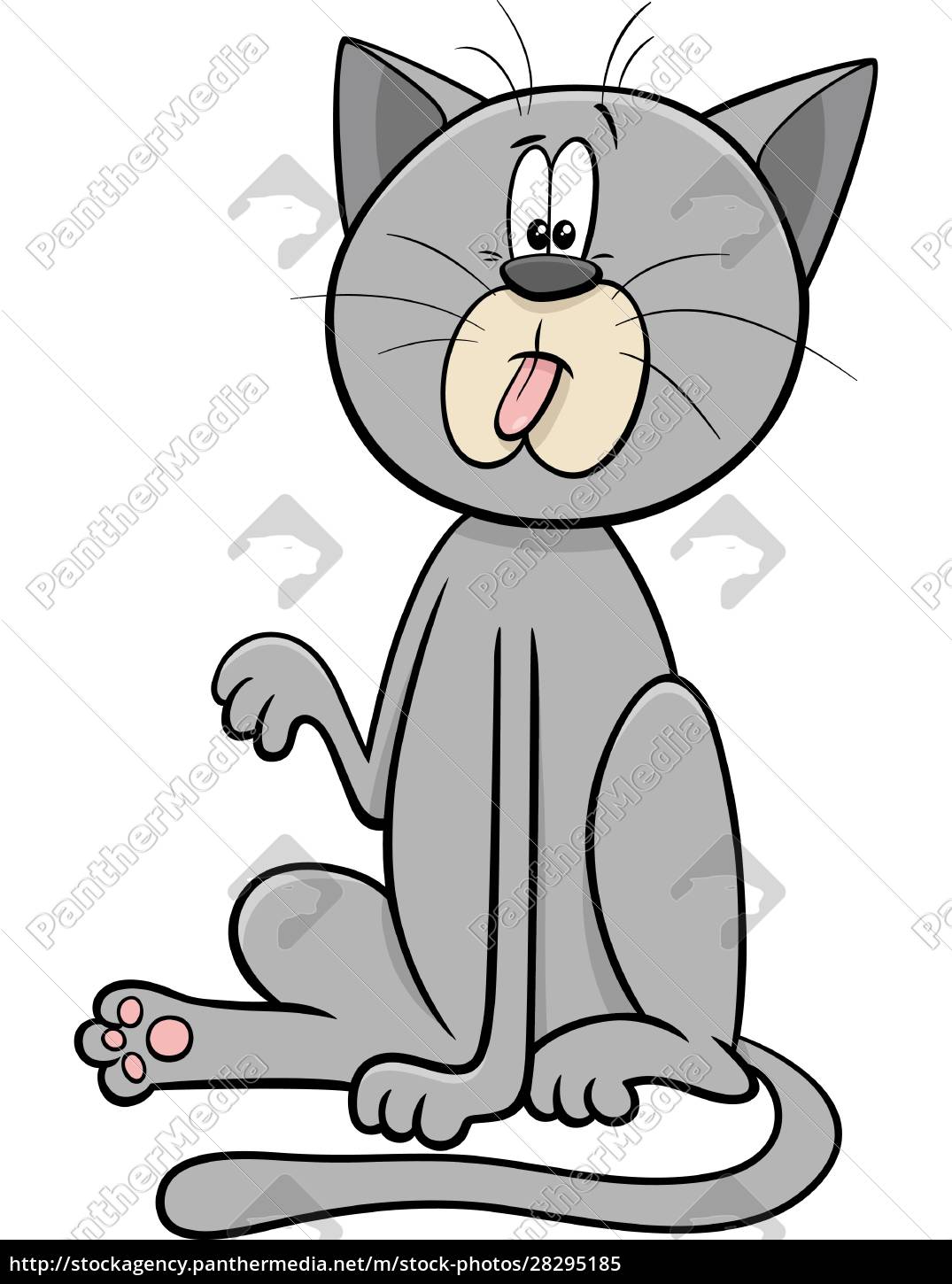 Gato Cinzento Dos Desenhos Animados Gato Animais Dos Desenhos