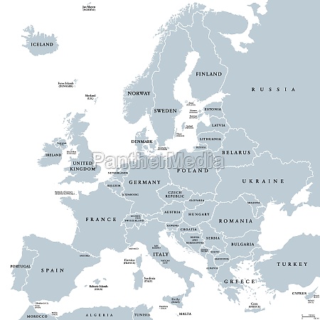 Mapa do norte da europa com fronteiras dos países da escandinávia